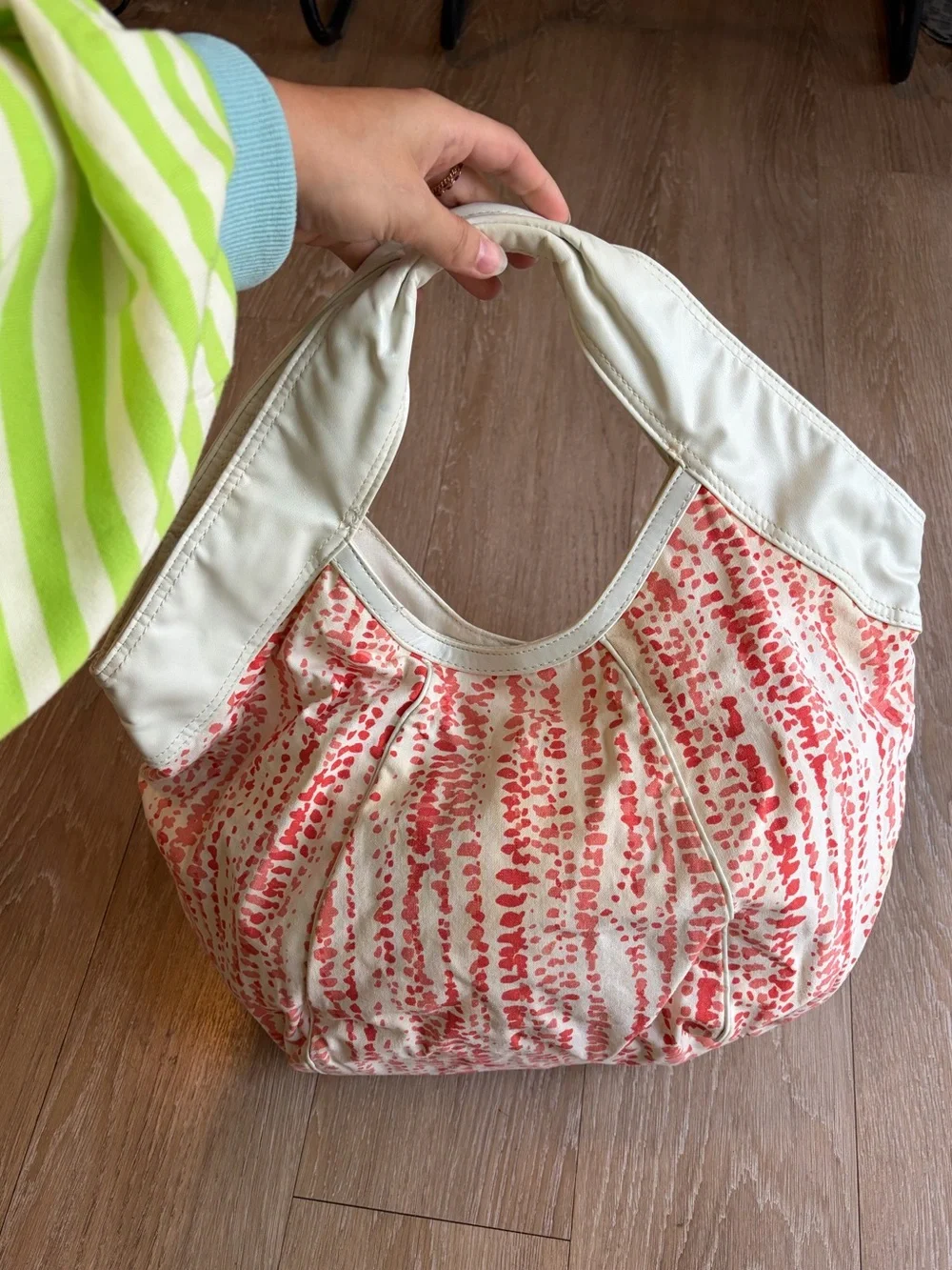 Y2K Cream & Coral Patterned Women’s Hobo Bag